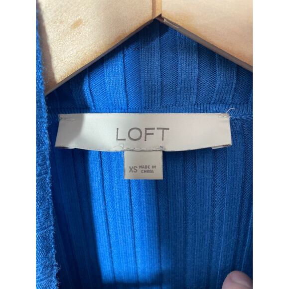 LOFT Ann Taylor Ribbed Mock Turtleneck Sweater Striped Size XS Color Block Blue - Picture 4 of 4